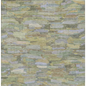 HomeRoots 10' Indoor Outdoor Washable Area Rug in Artichoke Green & Taupe Stripes - Durable, Stylish & Easy-Care 641223
