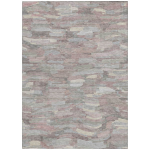 HomeRoots 9' X 12' Blush & Gray Striped Area Rug - Durable, Washable, Versatile for Indoors & Outdoors Spaces 641228