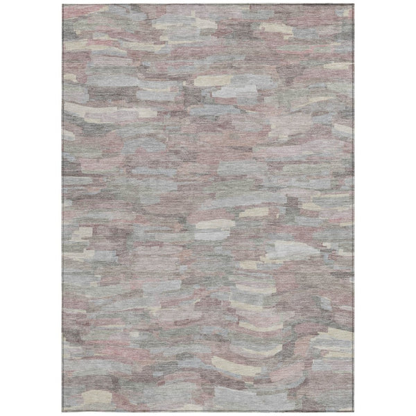 HomeRoots 9' X 12' Blush & Gray Striped Area Rug - Durable, Washable, Versatile for Indoors & Outdoors Spaces 641228