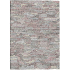 HomeRoots 9' X 12' Blush & Gray Striped Area Rug - Durable, Washable, Versatile for Indoors & Outdoors Spaces 641228