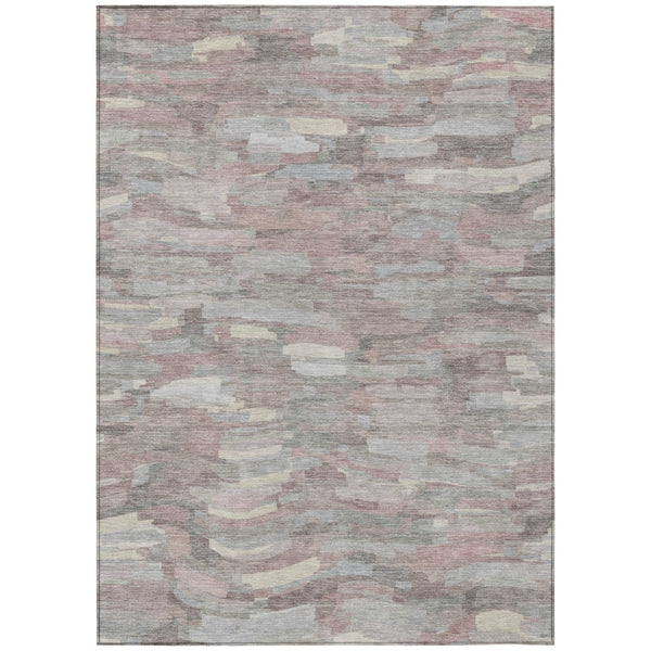 HomeRoots 9' X 12' Blush & Gray Striped Area Rug - Durable, Washable, Versatile for Indoors & Outdoors Spaces 641228