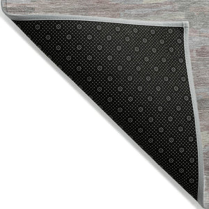 HomeRoots 9' X 12' Blush & Gray Striped Area Rug - Durable, Washable, Versatile for Indoors & Outdoors Spaces 641228