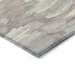 HomeRoots 9' X 12' Blush & Gray Striped Area Rug - Durable, Washable, Versatile for Indoors & Outdoors Spaces 641228