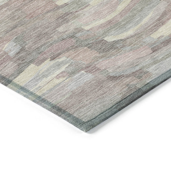 HomeRoots 9' X 12' Blush & Gray Striped Area Rug - Durable, Washable, Versatile for Indoors & Outdoors Spaces 641228