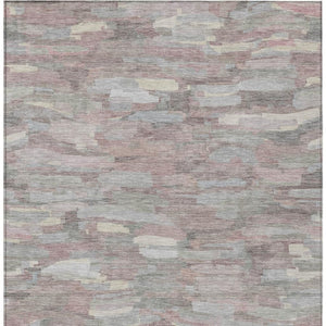 HomeRoots 9' X 12' Blush & Gray Striped Area Rug - Durable, Washable, Versatile for Indoors & Outdoors Spaces 641228