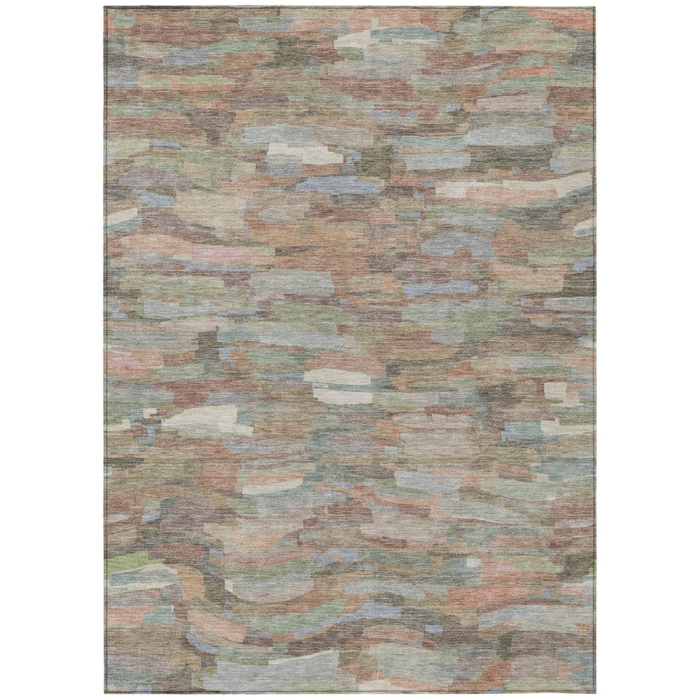 HomeRoots 5' Copper-Peach & Ivory Striped Area Rug – Stylish, Durable & Washable for Indoor/Outdoor Use! 641231