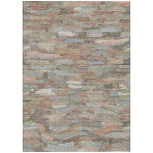 HomeRoots 5' Copper-Peach & Ivory Striped Area Rug – Stylish, Durable & Washable for Indoor/Outdoor Use! 641231