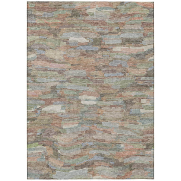 HomeRoots 9' X 12' Stylish Copper Peach & Ivory Striped Washable Area Rug for Indoor & Outdoor Spaces 641234