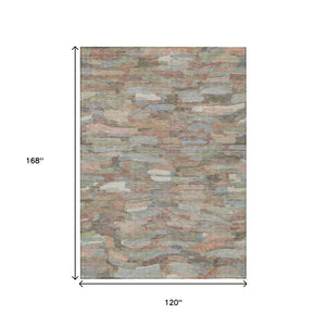 HomeRoots 10' Copper Peach Ivory Striped Washable Area Rug – Durable Indoor/Outdoor Style for Every Space 641235