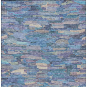 HomeRoots 5' X 8' Coastal Charm Denim Blue & Lavender Striped Washable Area Rug for Indoor/Outdoor Spaces 641237