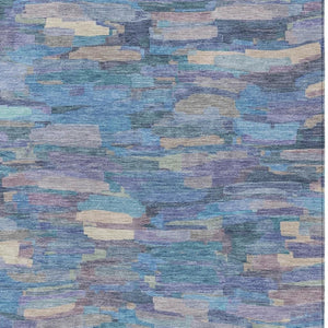 HomeRoots 5' X 8' Coastal Charm Denim Blue & Lavender Striped Washable Area Rug for Indoor/Outdoor Spaces 641237