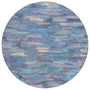 HomeRoots 8' Denim Blue Lavender & Ivory Striped Washable Area Rug – Perfect for Indoor & Outdoor Spaces! 641238