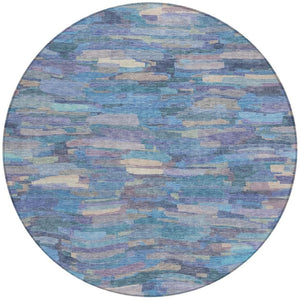 HomeRoots 8' Denim Blue Lavender & Ivory Striped Washable Area Rug – Perfect for Indoor & Outdoor Spaces! 641238