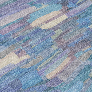 HomeRoots 8' X 10' Coastal Denim Blue and Lavender Striped Washable Area Rug for Indoor and Outdoor Use 641239