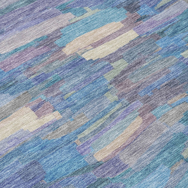 HomeRoots 8' X 10' Coastal Denim Blue and Lavender Striped Washable Area Rug for Indoor and Outdoor Use 641239
