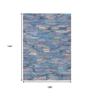 HomeRoots 9' Coastal Chic Denim Blue, Lavender & Ivory Striped Washable Area Rug for Indoor & Outdoor Use 641240