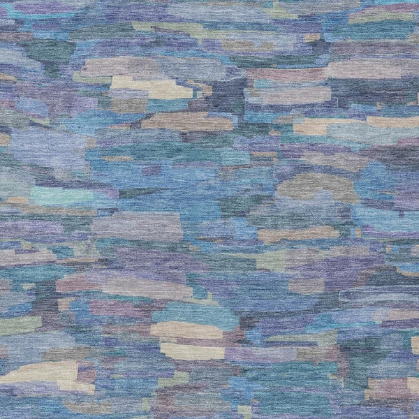 HomeRoots 9' Coastal Chic Denim Blue, Lavender & Ivory Striped Washable Area Rug for Indoor & Outdoor Use 641240