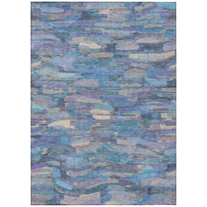 HomeRoots 10' Stylish Denim Blue Lavender Ivory Striped Washable Area Rug – Perfect for Indoor & Outdoor Use! 641241