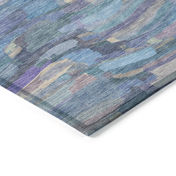 HomeRoots 10' Stylish Denim Blue Lavender Ivory Striped Washable Area Rug – Perfect for Indoor & Outdoor Use! 641241