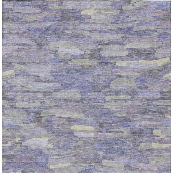HomeRoots 5' X 8' Striped Purple and Ivory Washable Rug - Durable, Stylish Design for Indoor & Outdoor Use! 641249