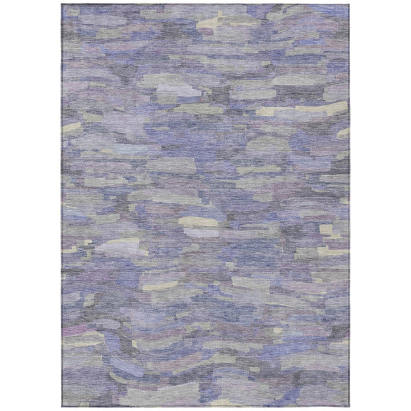 HomeRoots 5' X 8' Striped Purple and Ivory Washable Rug - Durable, Stylish Design for Indoor & Outdoor Use! 641249