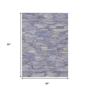 HomeRoots 5' X 8' Striped Purple and Ivory Washable Rug - Durable, Stylish Design for Indoor & Outdoor Use! 641249