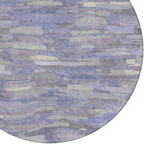 HomeRoots 8' Striped Washable Round Area Rug in Purple & Ivory – Perfect Indoor/Outdoor Accent for Any Space! 641250