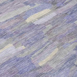 HomeRoots 8' Striped Washable Round Area Rug in Purple & Ivory – Perfect Indoor/Outdoor Accent for Any Space! 641250