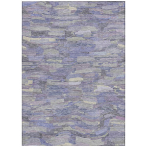 HomeRoots 8' X 10' Stylish Purple and Ivory Striped Washable Area Rug for Indoor & Outdoor High-Traffic Use 641251