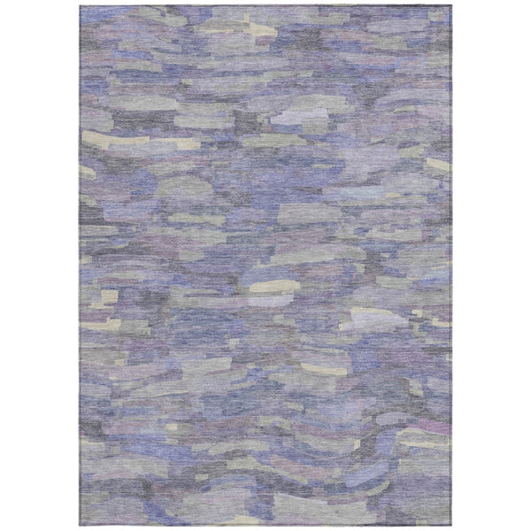 HomeRoots 8' X 10' Stylish Purple and Ivory Striped Washable Area Rug for Indoor & Outdoor High-Traffic Use 641251