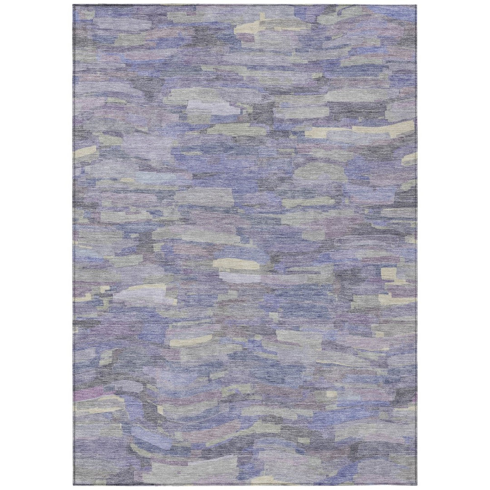 HomeRoots 8' X 10' Stylish Purple and Ivory Striped Washable Area Rug for Indoor & Outdoor High-Traffic Use 641251