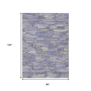 HomeRoots 8' X 10' Stylish Purple and Ivory Striped Washable Area Rug for Indoor & Outdoor High-Traffic Use 641251