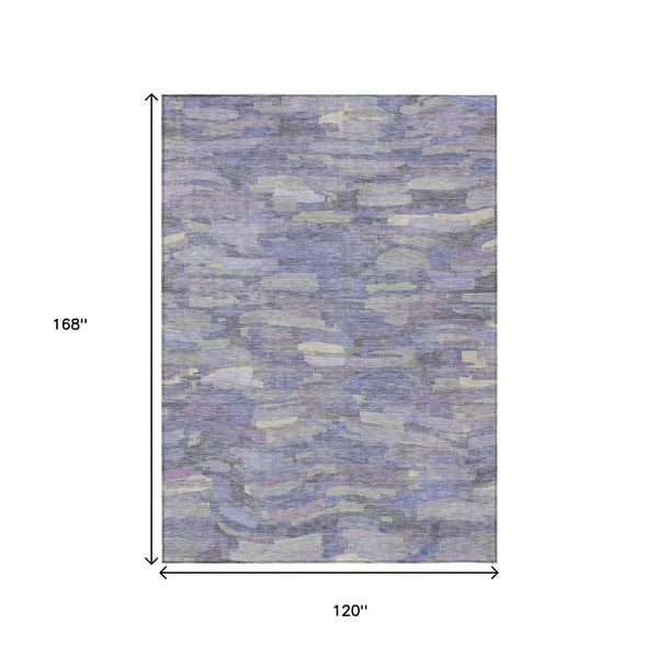 HomeRoots 10' Purple and Ivory Striped Washable Area Rug - Durable, Stylish Indoor/Outdoor Décor for Any Space! 641253