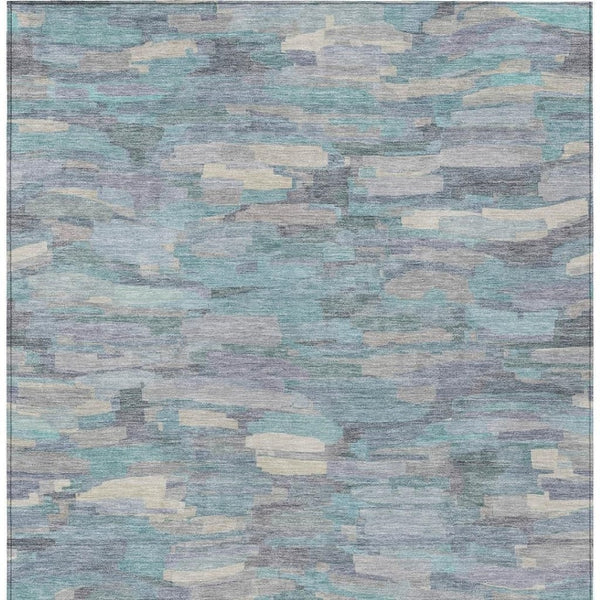 HomeRoots 5' X 8' Teal Blue & Ivory Striped Rug - Durable, Washable Indoor/Outdoor Area Rug for All Spaces 641255