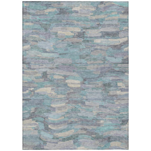 HomeRoots 5' X 8' Teal Blue & Ivory Striped Rug - Durable, Washable Indoor/Outdoor Area Rug for All Spaces 641255