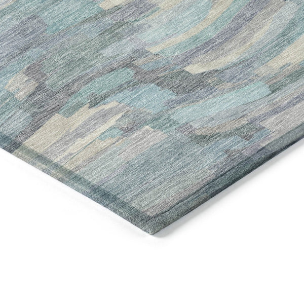 HomeRoots 5' X 8' Teal Blue & Ivory Striped Rug - Durable, Washable Indoor/Outdoor Area Rug for All Spaces 641255
