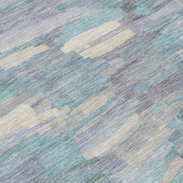 HomeRoots 8' Teal Blue Round Striped Area Rug - Washable, Durable, Indoor/Outdoor Decor for Stylish Spaces 641256