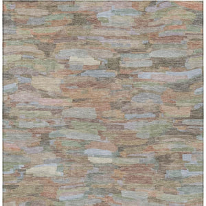 HomeRoots 5' Taupe Copper and Ivory Striped Area Rug - Durable, Washable, Perfect for Indoor and Outdoor Spaces 641261