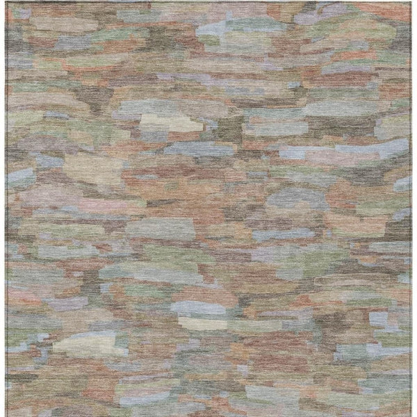 HomeRoots 5' Taupe Copper and Ivory Striped Area Rug - Durable, Washable, Perfect for Indoor and Outdoor Spaces 641261