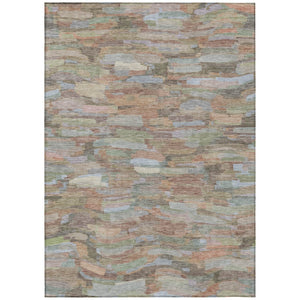 HomeRoots 5' Taupe Copper and Ivory Striped Area Rug - Durable, Washable, Perfect for Indoor and Outdoor Spaces 641261