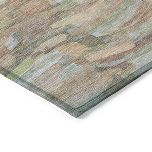 HomeRoots 5' Taupe Copper and Ivory Striped Area Rug - Durable, Washable, Perfect for Indoor and Outdoor Spaces 641261