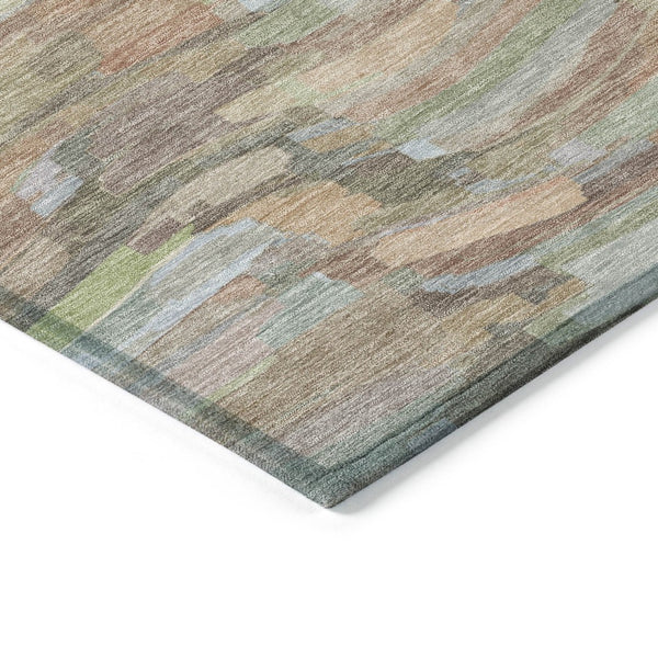 HomeRoots 5' Taupe Copper and Ivory Striped Area Rug - Durable, Washable, Perfect for Indoor and Outdoor Spaces 641261