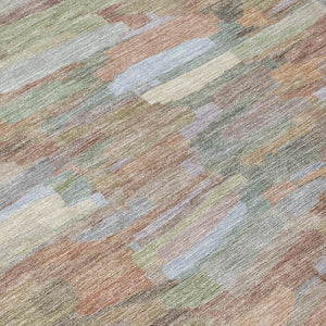 HomeRoots 5' Taupe Copper and Ivory Striped Area Rug - Durable, Washable, Perfect for Indoor and Outdoor Spaces 641261