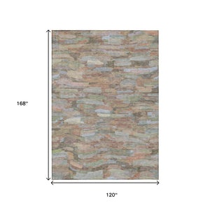 HomeRoots 10' Taupe Copper Ivory Striped Indoor Outdoor Area Rug - Stylish, Durable, Machine Washable & Easy Care 641265
