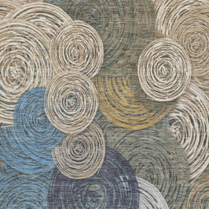 HomeRoots 8' Geometric Washable Area Rug in Beige, Green, Blue & Gold – Indoor/Outdoor Durable Design for Homes 641269