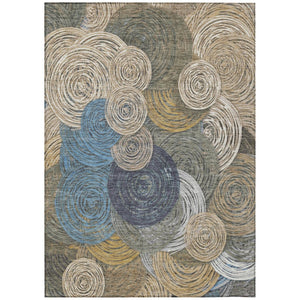 HomeRoots 9' Geometric Washable Area Rug in Beige, Green, Blue & Gold - Indoor/Outdoor Durability & Style! 641270