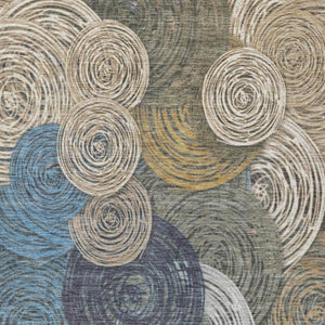 HomeRoots 9' Geometric Washable Area Rug in Beige, Green, Blue & Gold - Indoor/Outdoor Durability & Style! 641270