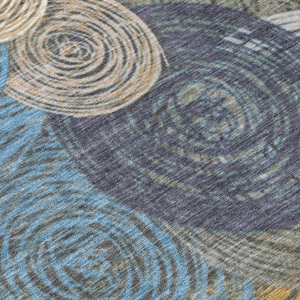 HomeRoots 9' Geometric Washable Area Rug in Beige, Green, Blue & Gold - Indoor/Outdoor Durability & Style! 641270