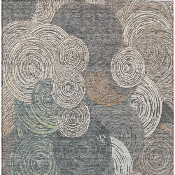 HomeRoots 5' Stylish Brown Taupe & Beige Geometric Washable Indoor/Outdoor Area Rug - Durable & Trendy Décor 641273