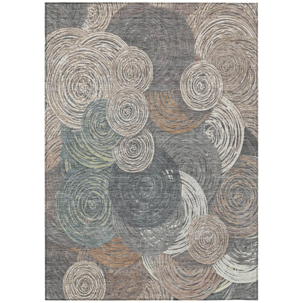 HomeRoots 5' Stylish Brown Taupe & Beige Geometric Washable Indoor/Outdoor Area Rug - Durable & Trendy Décor 641273